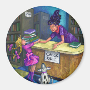 Library Check Out Artwork Magnet