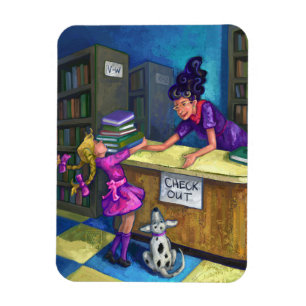 Library Check Out Artwork Magnet