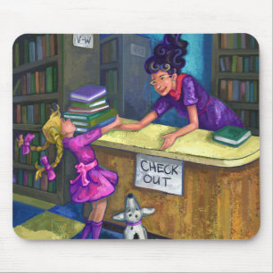 Library Check Out Artwork Mouse Pad