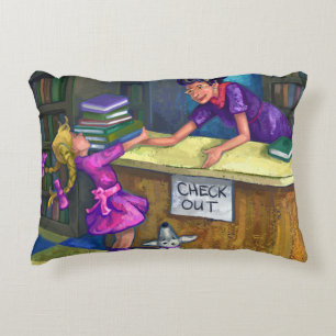 Library Check Out Decorative Cushion