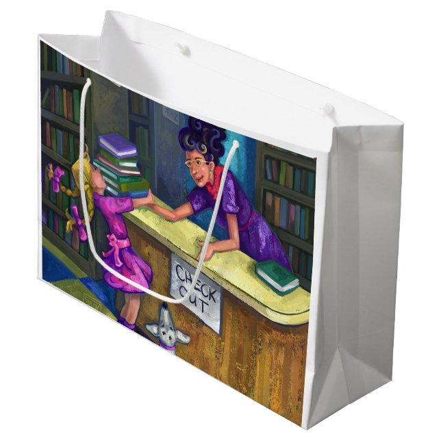 Library Check Out Large Gift Bag (Front Angled)