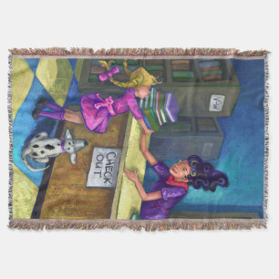 Library Check Out Throw Blanket