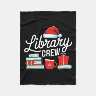 Library Crew Book Lovers Librarian Xmas Holiday Ch Fleece Blanket