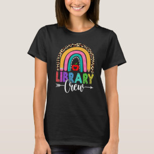 Library Crew Rainbow Leopard Teacher Back To Scho T-Shirt