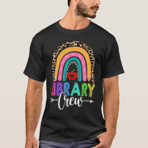 Library Crew Rainbow Leopard  Teacher Back To Scho T-Shirt