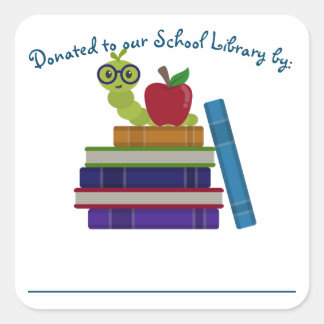 Library Donation Bookplate Label - Bookworm Design
