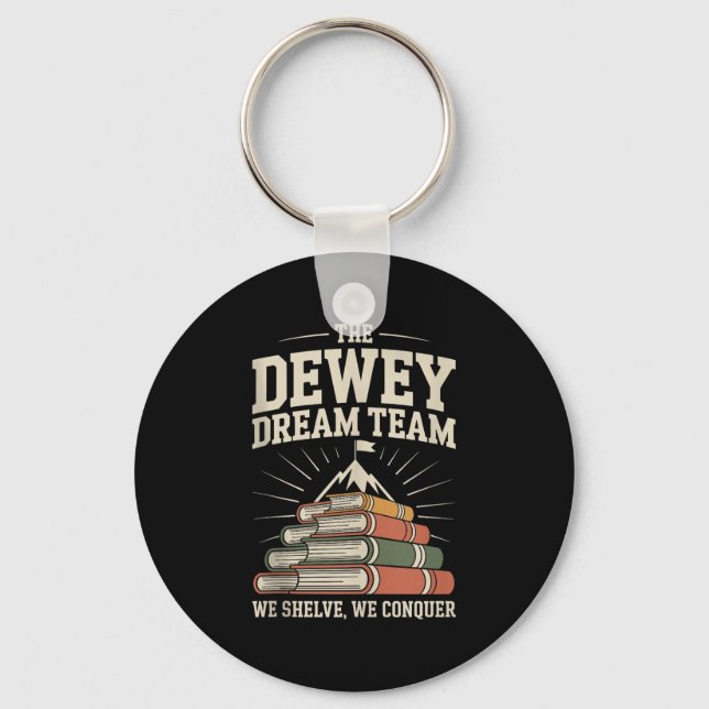 Library Dream Team Mountain Of Books Funny Librari Key Ring (Front)