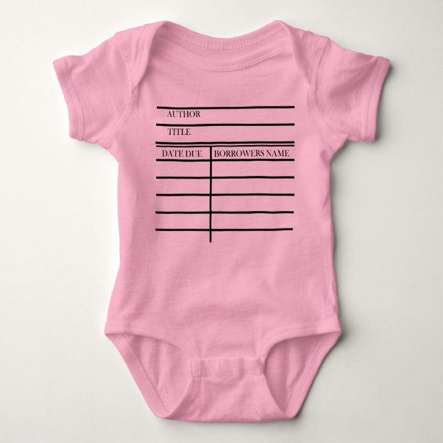 Library Due Date Card Graphic Bodysuit (Front)