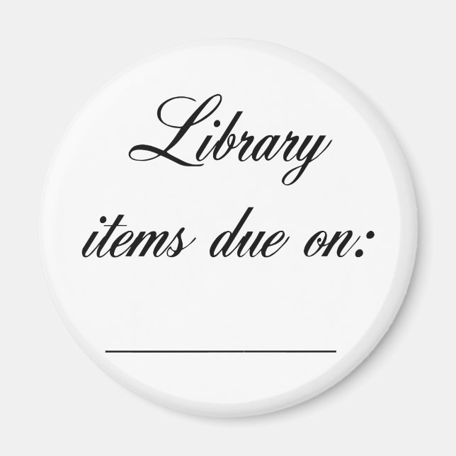 Library Due Date Reminder Magnet (Front)