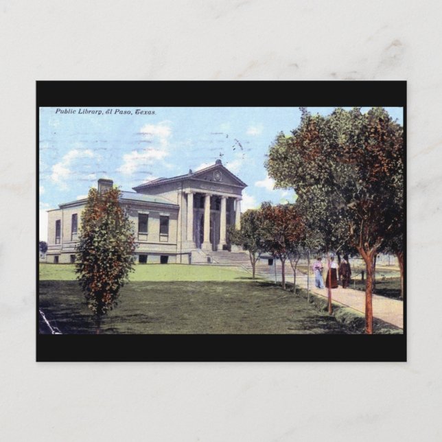 Library, El Paso, Texas 1911 Vintage Postcard (Front)