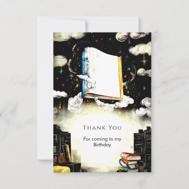 Library Fairytale Custom Storybook Birthday Thank You Card (Front)