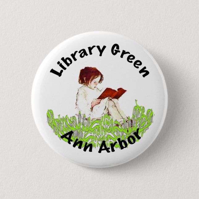 Library Green 6 Cm Round Badge (Front)