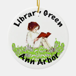 Library Green Ceramic Ornament