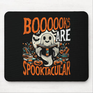 Library Halloween Shirt Book Lover Design Ghost Wi Mouse Pad