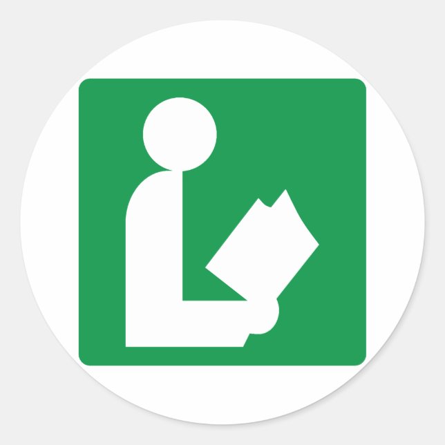 Library Highway Sign Classic Round Sticker (Front)