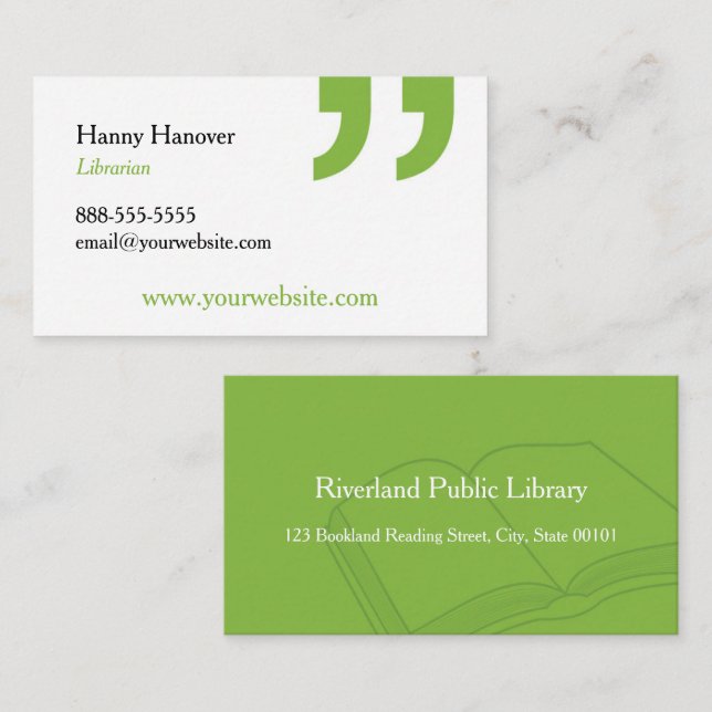 Library Librarian Book Publishing Business Card (Front/Back)