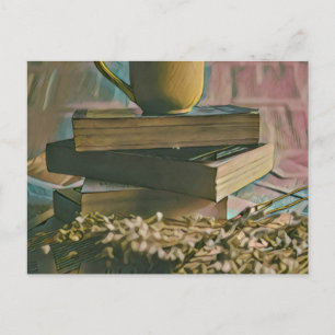 Library lover artwork postcard