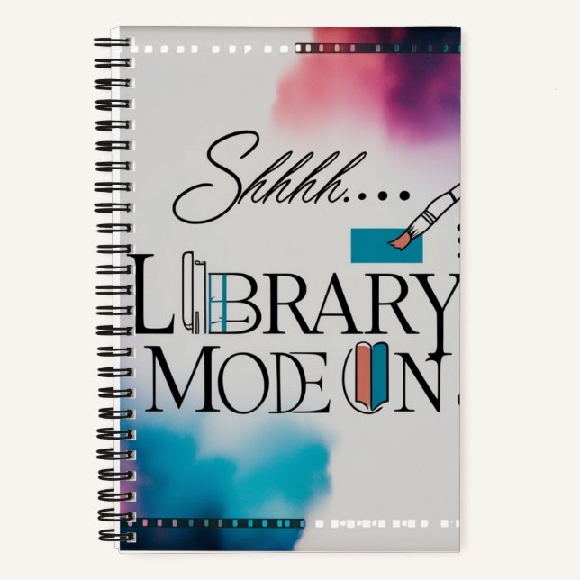 Library Mode On" A5 Spiral Notebook for Readers  (Front)