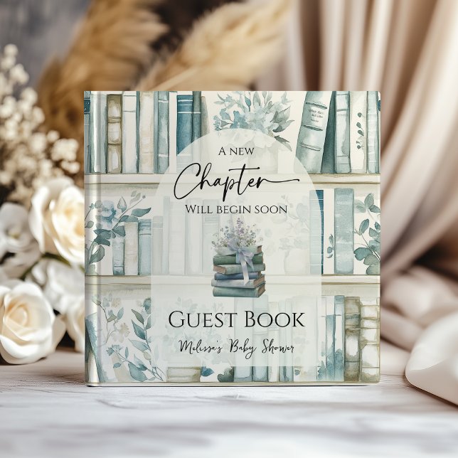 Library New Chapter Blue Boy Baby Shower Guest Book (Creator Uploaded)