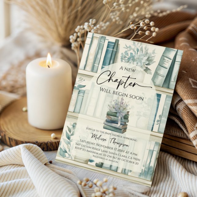 Library New Chapter Blue Boy Book Baby Shower Invitation (Creator Uploaded)