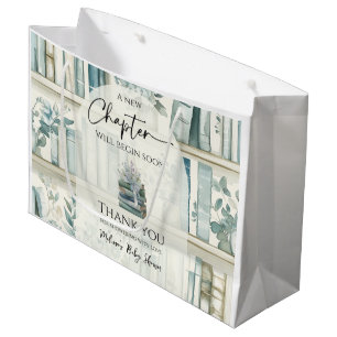 Library New Chapter Blue Boy Book Baby Shower Large Gift Bag
