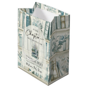Library New Chapter Blue Boy Book Baby Shower Medium Gift Bag