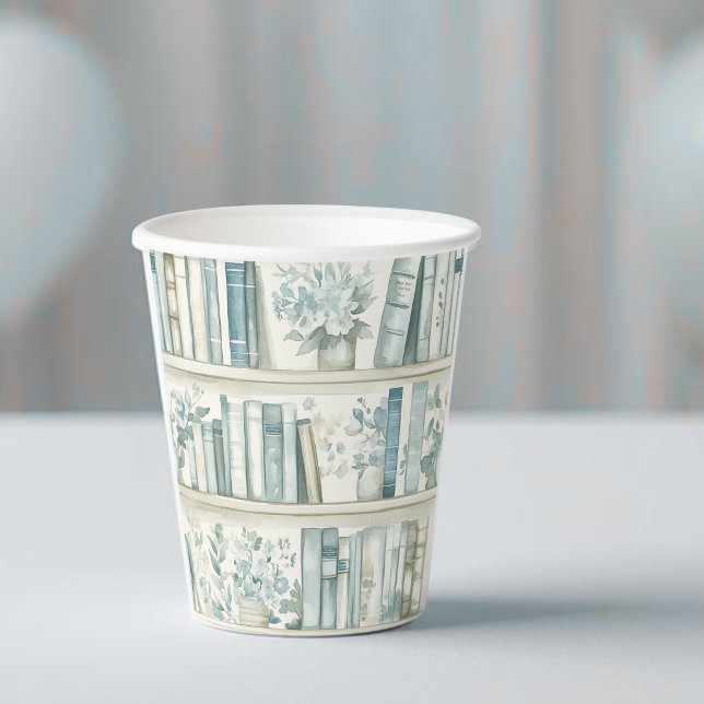 Library New Chapter Blue Boy Book Baby Shower Paper Cups (Creator Uploaded)