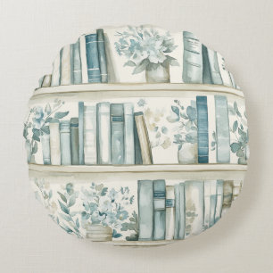 Library New Chapter Blue Boy Book Baby Shower Round Cushion