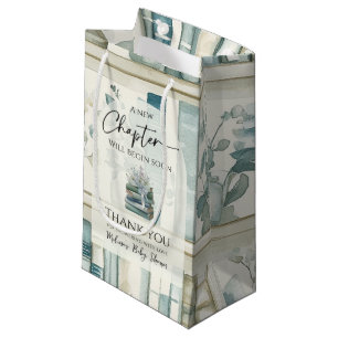 Library New Chapter Blue Boy Book Baby Shower Small Gift Bag