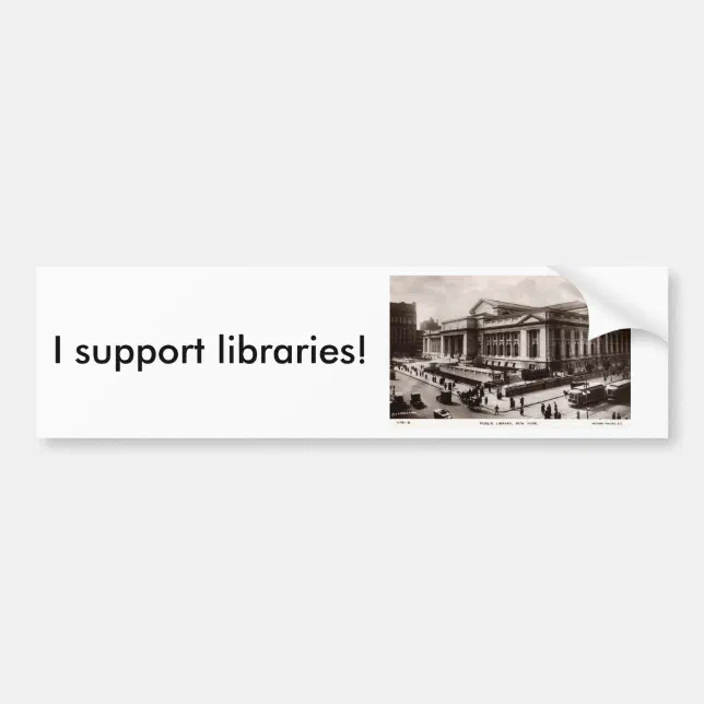 Library, New York City c1910 Vintage Bumper Sticker | Zazzle