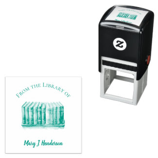 Library of Custom Text Name Books Self-inking Stamp