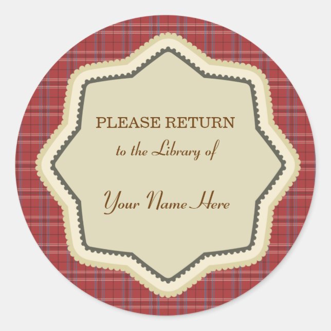 Library Plaid Sticker - Please Return (Front)