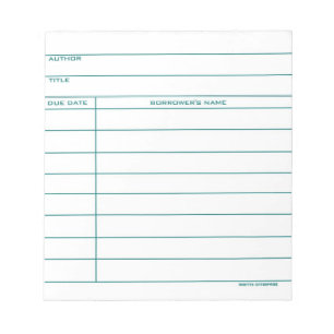 Library Pocket Card - Blue Notepad