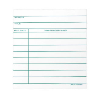 Library Pocket Card - Blue Notepad