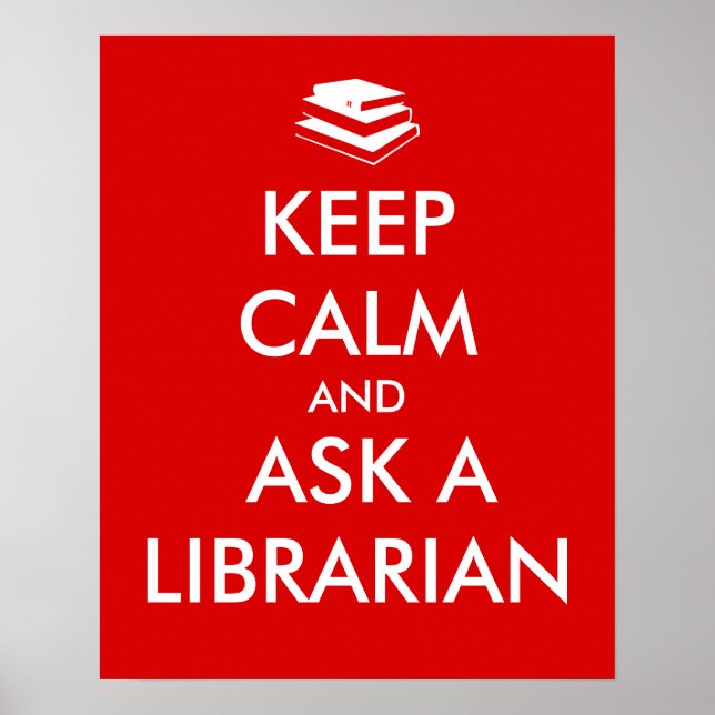 Library Poster Keep Calm Stack of Books Template (Front)