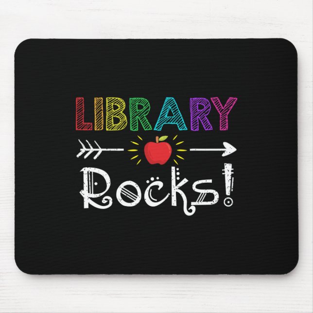 Library Rocks Teacher Student Fun Back To School G Mouse Pad (Front)