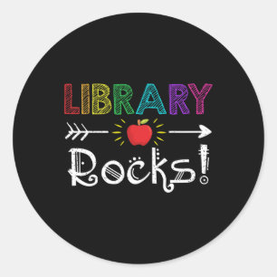 Library Rocks Teacher Student Fun Ck To School Gif Classic Round Sticker