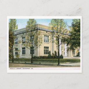 Library, Savannah, GA Vintage Postcard