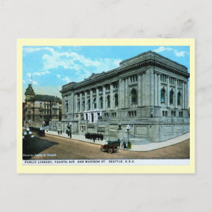 Library, Seattle, Washington Vintage Postcard