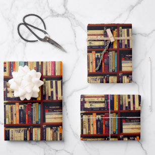 Library Shelves Wrapping Paper Sheet