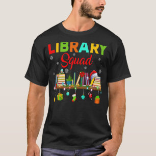 Library Squad Bookworm Xmas Lights Librarian Book  T-Shirt