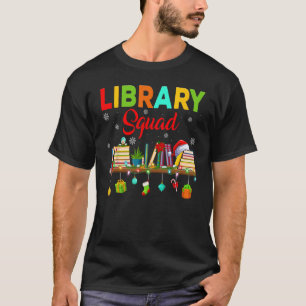 Library Squad Bookworm Xmas Lights Librarian Book T-Shirt