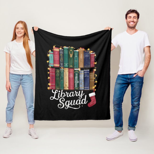 Library Squad Christmas Book Lovers Team Reading  Fleece Blanket (In Situ)