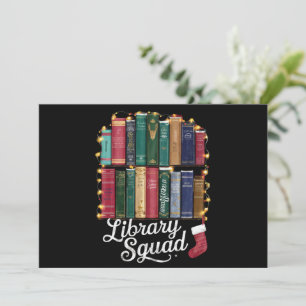 Library Squad Christmas Book Lovers Team Reading  Holiday Card