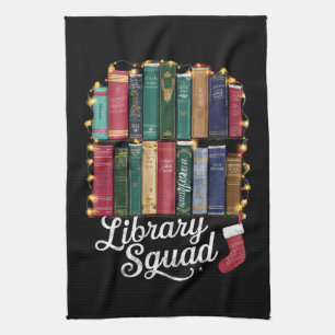 Library Squad Christmas Book Lovers Team Reading  Tea Towel
