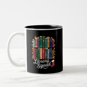 Library Squad Christmas Book Lovers Team Reading  Two-Tone Coffee Mug