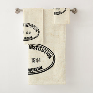 Library Stamp Smithsonian Institution 1944 Bath Towel Set
