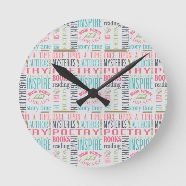 Library Subway Art  Round Clock (Front)