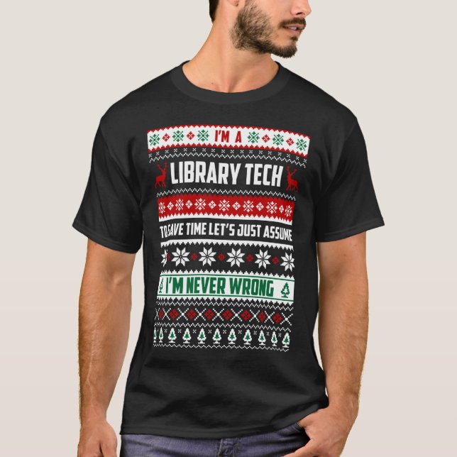 Library Tech Merry Christmas For Women Girls Xmas T-Shirt (Front)