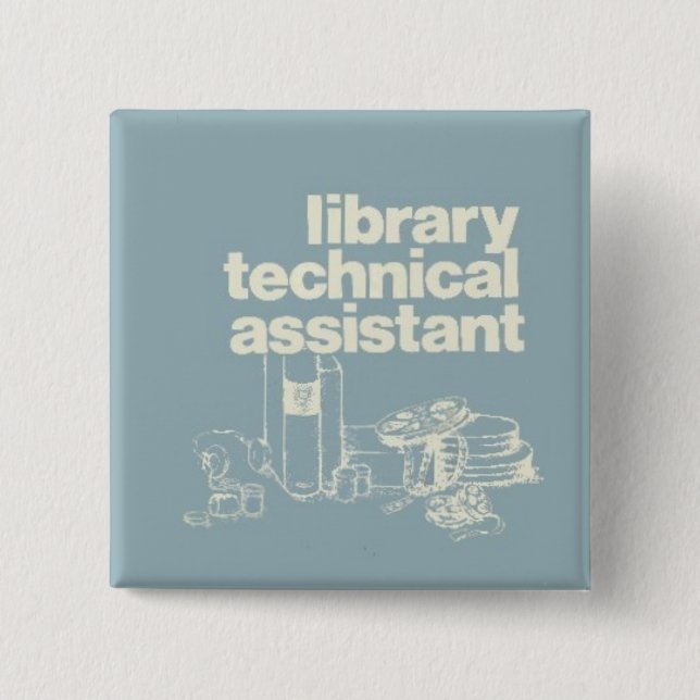 library technical assistant 15 cm square badge (Front)